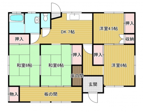 宮崎市吉村町、中古一戸建ての間取り画像です