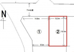 宮崎市月見ケ丘、土地の間取り画像です