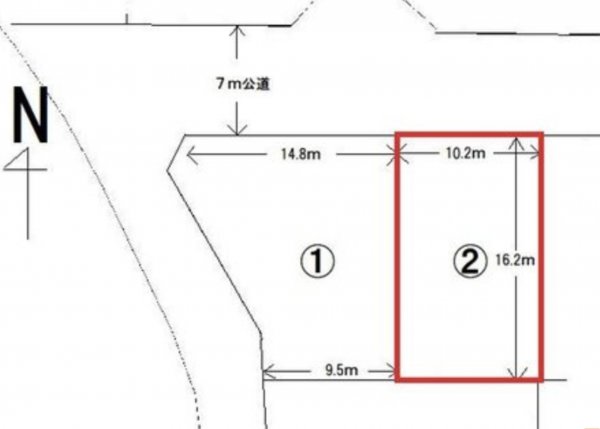 宮崎市月見ケ丘、土地の間取り画像です