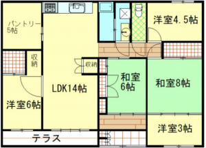 宮崎市源藤町、中古一戸建ての間取り画像です