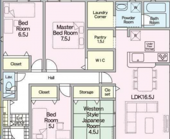 宮崎市熊野、新築一戸建ての間取り画像です