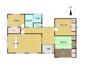 宮崎市田野町甲、中古一戸建ての間取り画像です