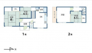 宮崎市、中古一戸建ての間取り画像です