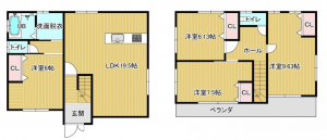 宮崎市福島町、中古一戸建ての間取り画像です