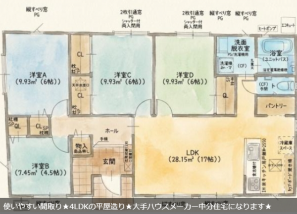 宮崎市、中古一戸建ての間取り画像です
