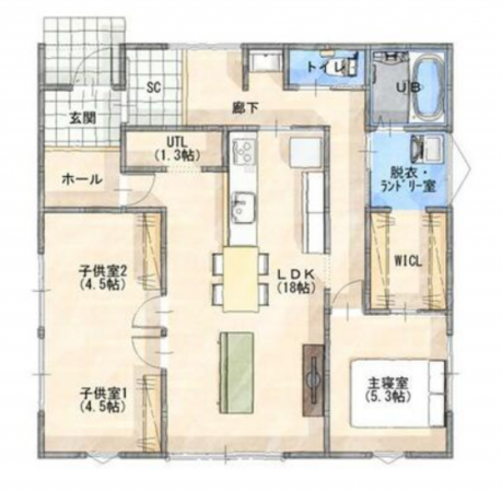 宮崎市清武町岡、中古一戸建ての間取り画像です