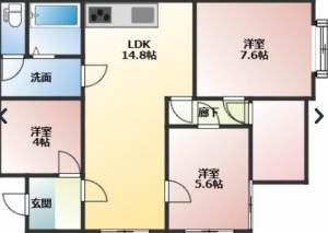 宮崎市、中古一戸建ての間取り画像です