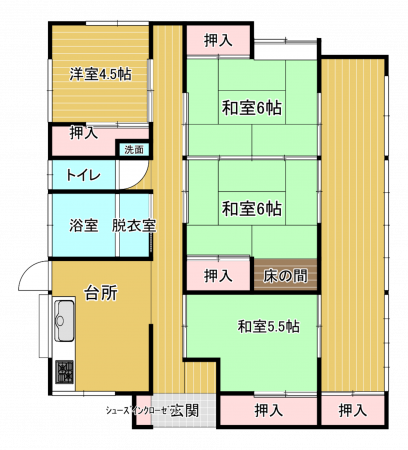 国富町、中古一戸建ての間取り画像です