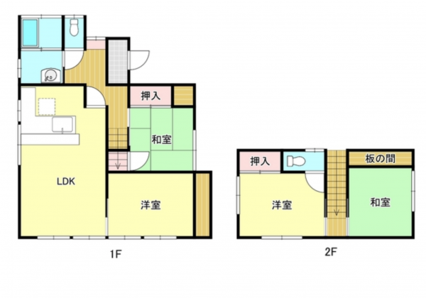 宮崎市江南、中古一戸建ての間取り画像です
