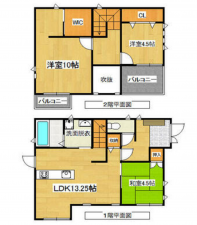 宮崎市赤江、中古一戸建ての間取り画像です
