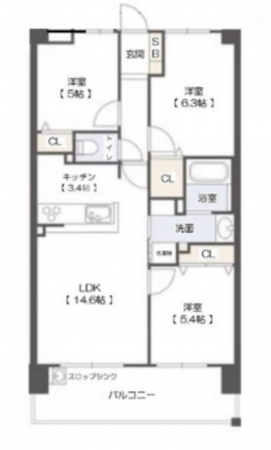 宮崎市吉村町、マンションの間取り画像です