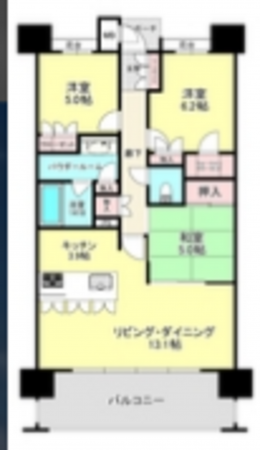 宮崎市老松、マンションの間取り画像です