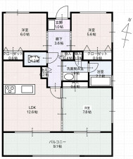 宮崎市清水、マンションの間取り画像です