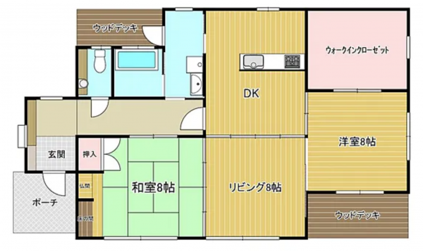 宮崎市佐土原町下那珂、中古一戸建ての間取り画像です