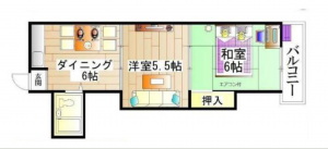 大阪市鶴見区放出東、マンションの間取り画像です