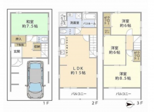 大阪市鶴見区鶴見、中古一戸建ての間取り画像です