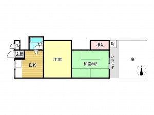 大阪市鶴見区放出東、マンションの間取り画像です