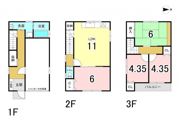 大阪市鶴見区浜、中古一戸建ての間取り画像です