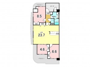 大阪市鶴見区今津南、マンションの間取り画像です