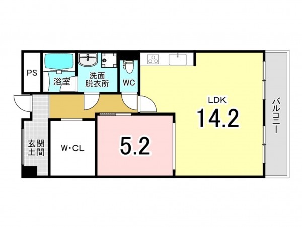 大阪市鶴見区放出東、マンションの間取り画像です