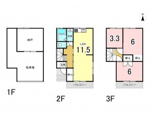 大阪市鶴見区茨田大宮、中古一戸建ての間取り画像です