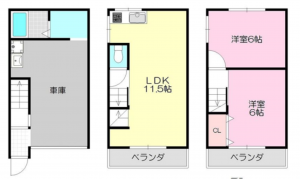 大阪市鶴見区横堤、中古一戸建ての間取り画像です