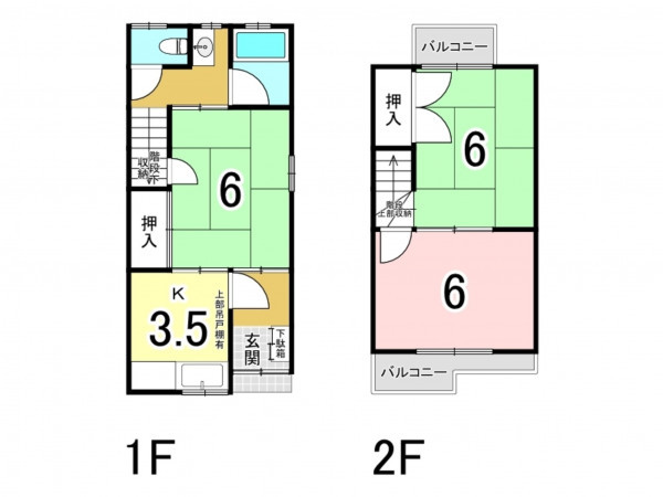 大阪市鶴見区横堤、中古一戸建ての間取り画像です