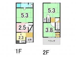 大阪市鶴見区放出東、中古一戸建ての間取り画像です