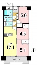 大阪市鶴見区諸口、マンションの間取り画像です