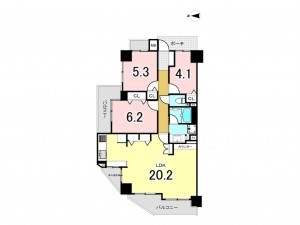 大阪市鶴見区諸口、マンションの間取り画像です