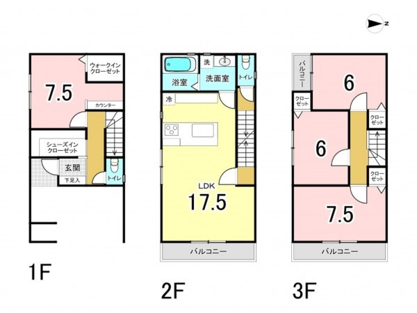 大阪市鶴見区中茶屋、新築一戸建ての間取り画像です