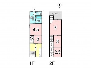 大阪市鶴見区緑、中古一戸建ての間取り画像です