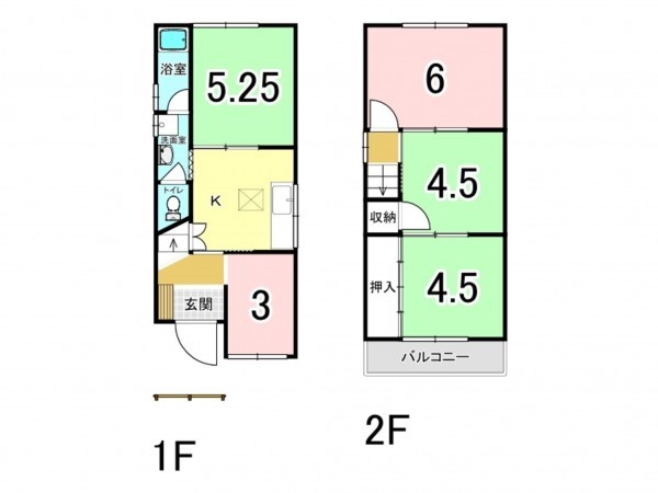 大阪市鶴見区茨田大宮、中古一戸建ての間取り画像です
