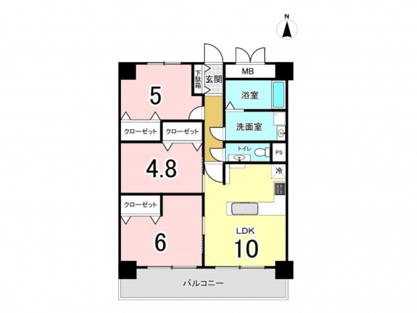 大阪市鶴見区今津北、マンションの間取り画像です