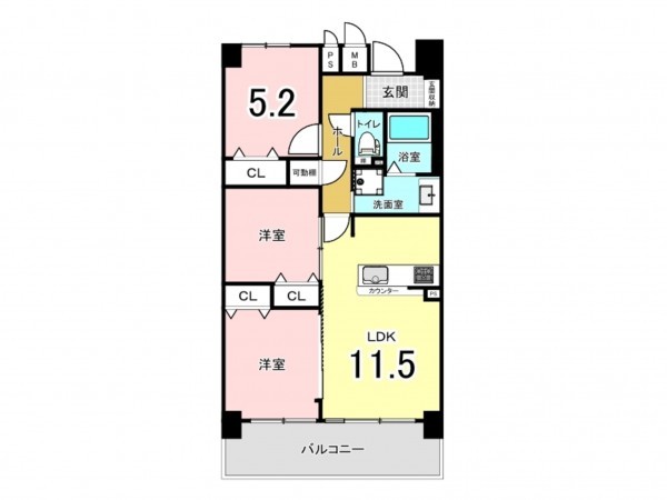 大阪市鶴見区今津北、マンションの間取り画像です