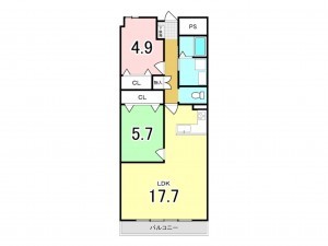 大阪市鶴見区今津中、マンションの間取り画像です