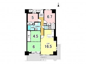大阪市鶴見区鶴見、マンションの間取り画像です