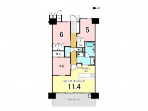 大阪市鶴見区諸口、マンションの間取り画像です