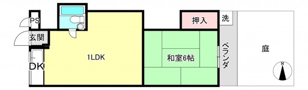 大阪市鶴見区放出東、マンションの間取り画像です
