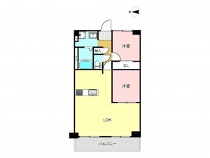大阪市鶴見区諸口、マンションの間取り画像です