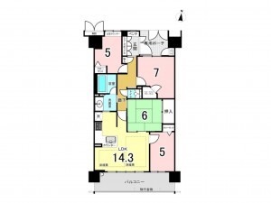 大阪市鶴見区横堤、マンションの間取り画像です