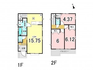 大阪市鶴見区中茶屋、新築一戸建ての間取り画像です