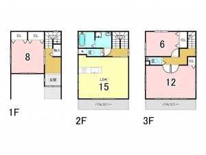 大阪市鶴見区茨田大宮、中古一戸建ての間取り画像です