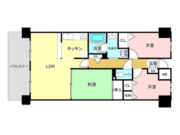 大阪市鶴見区今津北、マンションの間取り画像です
