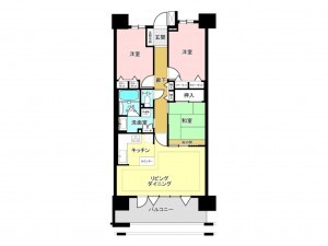 大阪市鶴見区放出東、マンションの間取り画像です