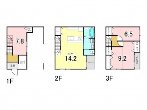 大阪市鶴見区鶴見、中古一戸建ての間取り画像です