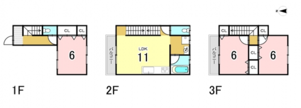 大阪市鶴見区茨田大宮、中古一戸建ての間取り画像です