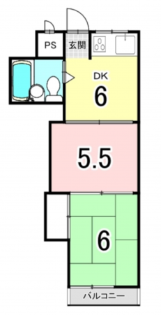 大阪市鶴見区放出東、マンションの間取り画像です