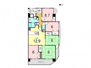 大阪市鶴見区今津南、マンションの間取り画像です