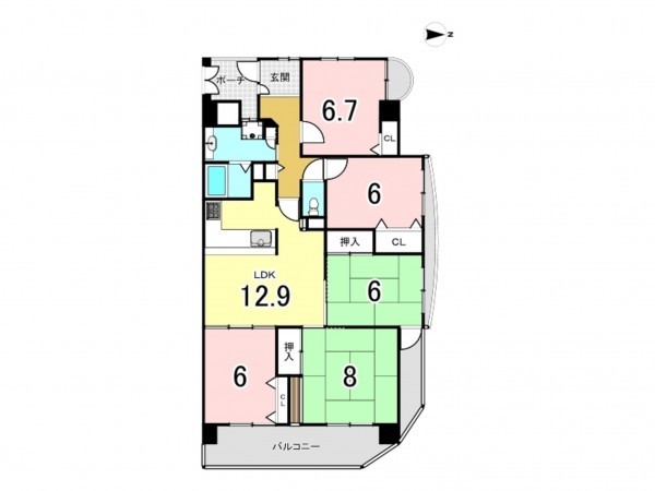 大阪市鶴見区今津南、マンションの間取り画像です